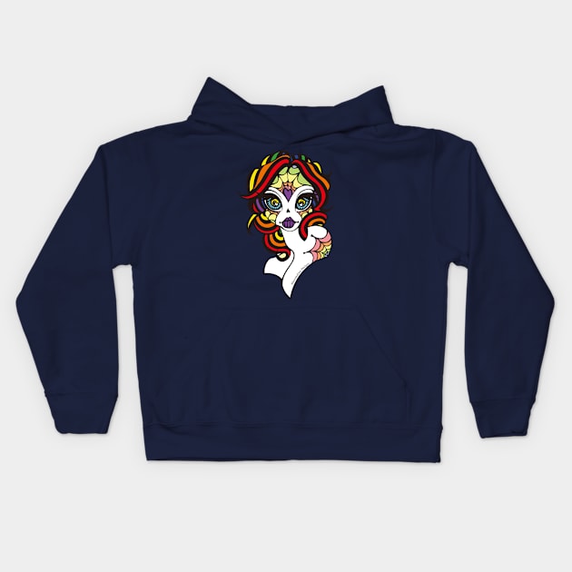 Rainbow Sugar Skull Kids Hoodie by Shanimation